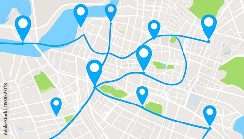 vector map with pins