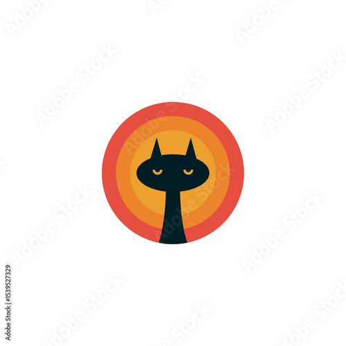 black cat with mistery eyes and moon background