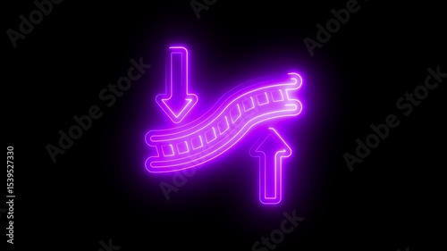 Glowing neon ladder icon 4k isolated on black background. HD Video animation. Glowing neon line Fire escape icon isolated on black background. Pompier ladder. Fireman scaling ladder with a pole. 4K