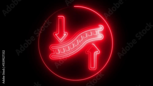 Glowing neon ladder icon 4k isolated on black background. HD Video animation. Glowing neon line Fire escape icon isolated on black background. Pompier ladder. Fireman scaling ladder 