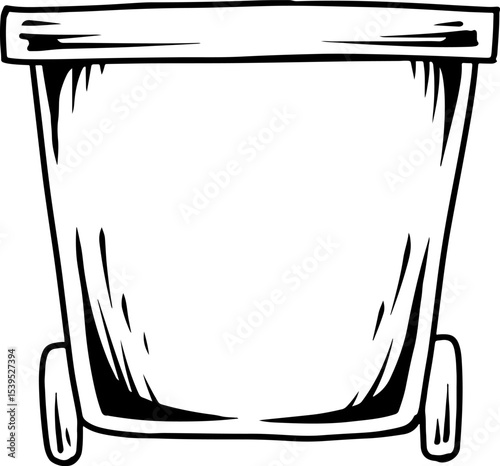 Wheeled Trash Bin Line Art