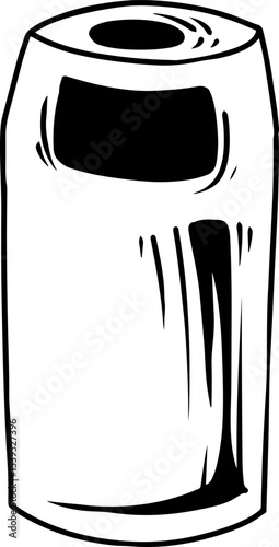 Cylindrical Trash Can Line Art