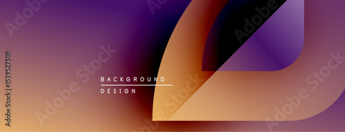 Abstract gradient background. Orange, purple hues blend smoothly. Text reads background design centered below shapes. Modern aesthetic.