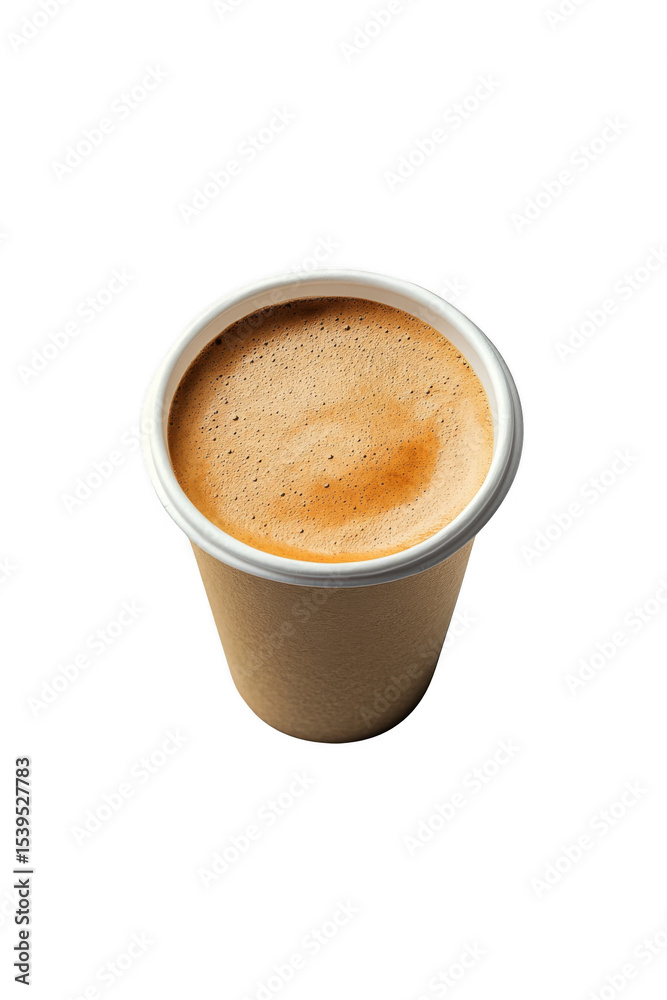 Obraz premium Coffee cup filled with ground coffee. Png, Transparent background.