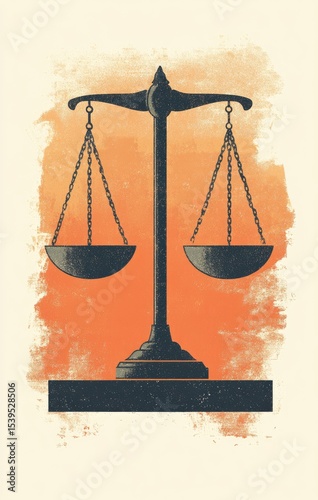 Vintage-style illustration of a balanced scale