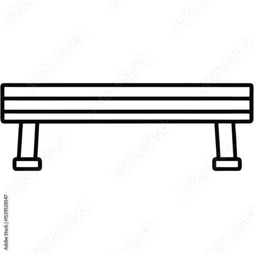 A simple line drawing of a park bench isolated on white background