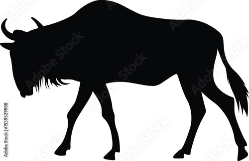 Wildebeest. Gnu. Black Wildebeest. Silhouette. Animals. Running wildebeest. Vector. Clean and minimal design, perfect for logos, icons, conservation posters, and animal-themed artwork.