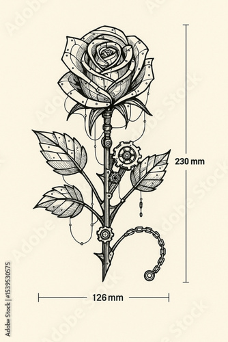 Uniquely designed futuristic rose. For design assets, education, decoration, posters, futuristic NFTs, typography, and illustrations.