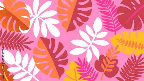 A whimsical and relaxed beach scene, featuring a variety of summer elements like a surfboard, palm tree, beach ball, sunglasses, and umbrella Summer Icons  and Summer Accessories
