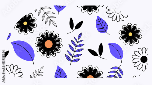 A whimsical and relaxed beach scene, featuring a variety of summer elements like a surfboard, palm tree, beach ball, sunglasses, and umbrella Summer Icons  and Summer Accessories