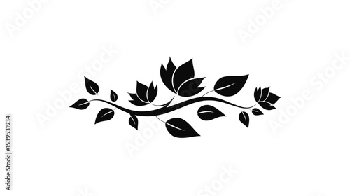 Elegant Black Floral Branch: Design Element for Invitations & Decor