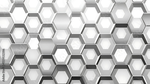 Digital hex grid pattern with subtle random curvature in each cell, elegant monochromatic finish and high-contrast detailing