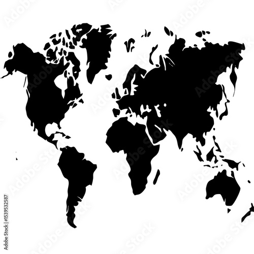 Geography Map Vector | Generative AI and Linocut Silhouette Style Design