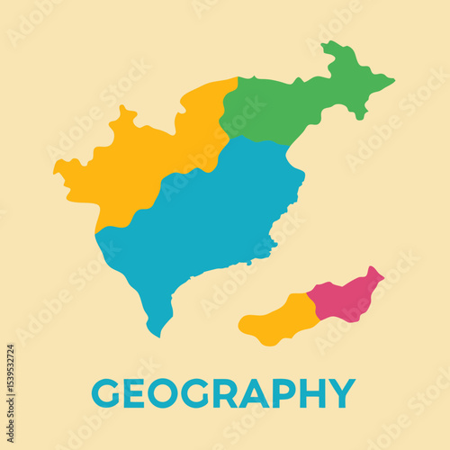 Geography Map Vector | Generative AI and Linocut Silhouette Style Design