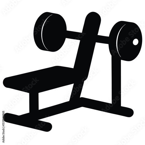 Weight bench with barbell isolated on white background