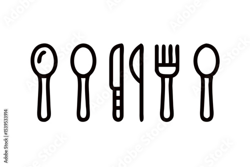 Modern kitchen utensil symbols set for cooking, recipe, restaurant, food menu or kitchen UI apps