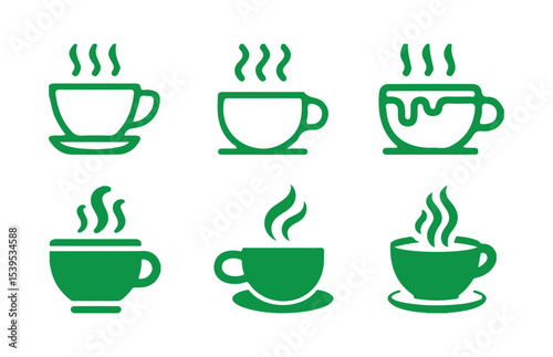 Green coffee cup icon silhouette style vector minimal art illustration eps 10