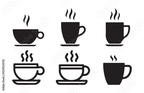 Black coffee cup icon bundle set. cup a coffee icon vector illustration eps 10