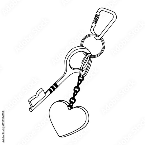 love keyring with carabiner clip outline
