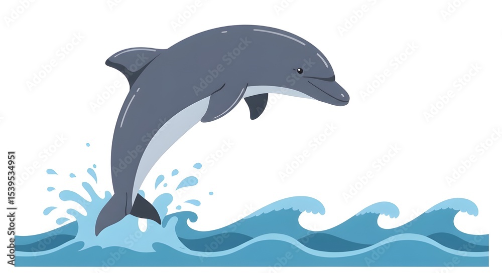 Obraz premium Dolphin jumping vector illustration