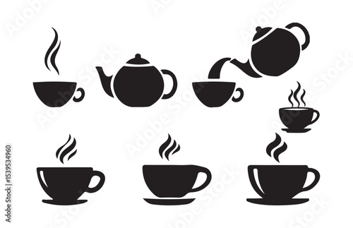 Coffee mug icon Line Art Logo set. Coffee cup icon vector set. Tea cup illustration sign collection. Vector illustration eps 10