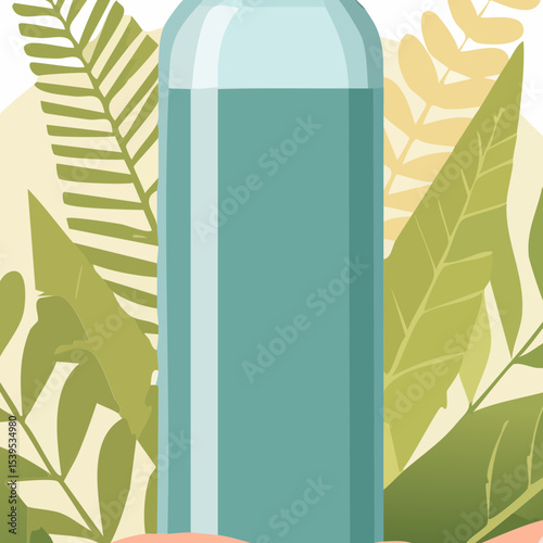 Flat vector illustration of a hand holding a reusable water bottle, symbolizing eco-conscious habits and sustainable living. Ideal for environmental and zero-waste themed designs.