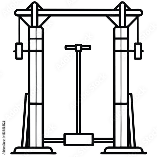 A line drawing of a weight machine isolated on white background
