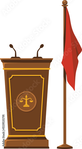 Podium and Flag

