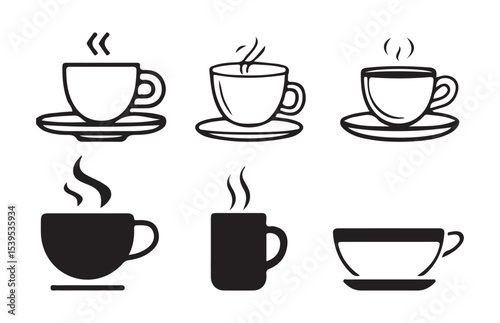 coffee cup icon set illustration. cup a coffee sign and symbol. Disposable cup. Cup coffe with steam. Flat style. Vector eps 10