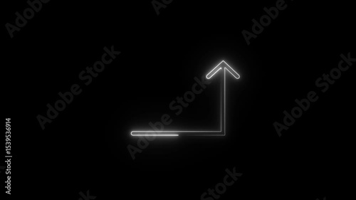 Glowing neon line icon and up arrow isolated on transparent background.