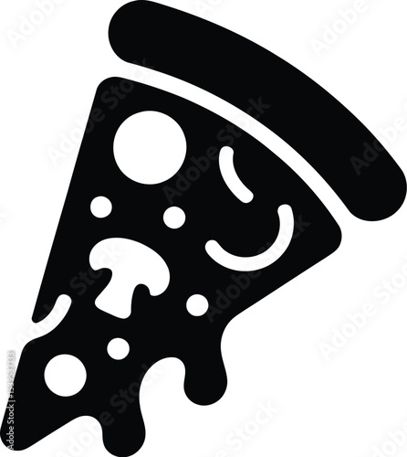 Black pizza slice with mushrooms and pepperoni on a gray backdrop