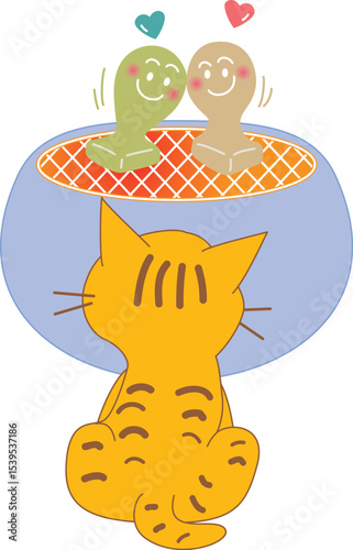 もちの恋人を見る猫
