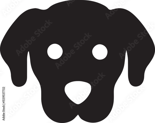 Black silhouette of a dog’s face with expressive features, perfect for pet-themed designs, canine logos, or illustrations, offering a charming and versatile image for commercial or personal use