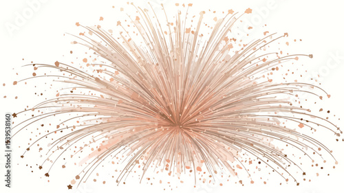 The image shows an abstract representation of a light burst or fireworks explosion. It features numerous thin, radiating lines emanating from a central point. The color palette is predominantly
