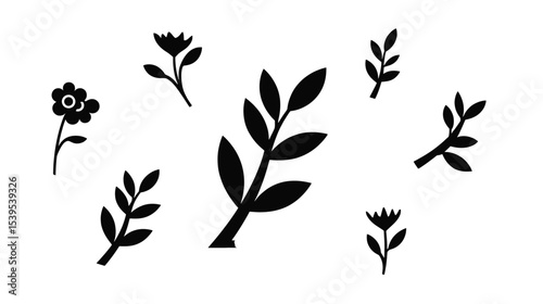 Floral & Botanical Silhouette Elements: Design Resources for Projects