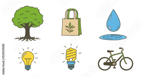 Eco-Conscious Icon Set – Hand-Drawn Vector Symbols for Sustainability & Nature
