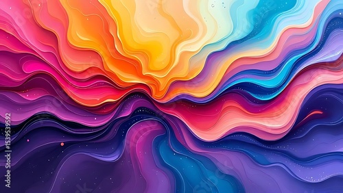 Abstract flowing gradients with glossy reflections and fractal edges, forming dynamic color harmonies as if dancing to music. Ideal for modern art, motion design, or digital backgrounds