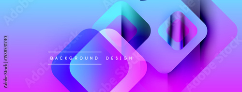 Abstract geometric shapes, vibrant purple, blue gradients. Modern design elements create dynamic visual texture. Background suggests digital art.