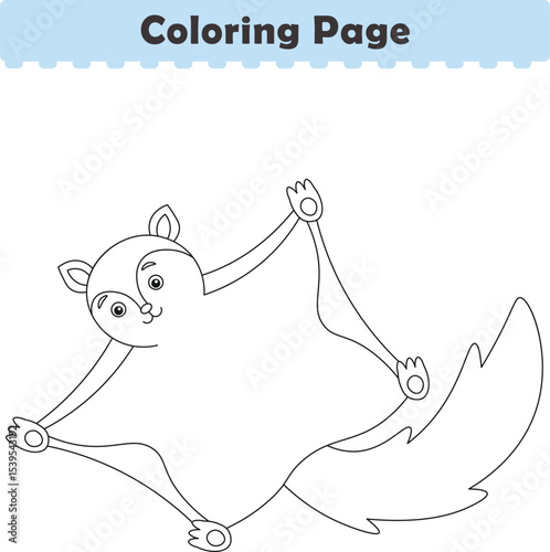 Funny cartoon Flying squirrels. Coloring pages. Vector illustration