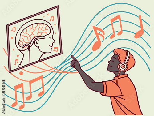 Innovative Vector Illustration of Prosthetic Limb Music Control  