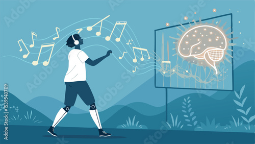 Artistic Vector Art of Neuro-Prosthetic Creative Flow  