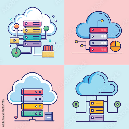 Cloud Storage Flat Illustration in Modern Minimalist Style