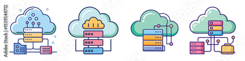 Cloud Storage Flat Illustration in Modern Minimalist Style