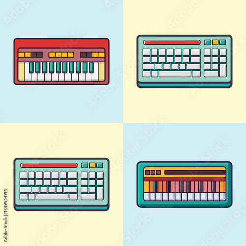 Computer Keyboard Flat Illustration in Simple Minimalist Style