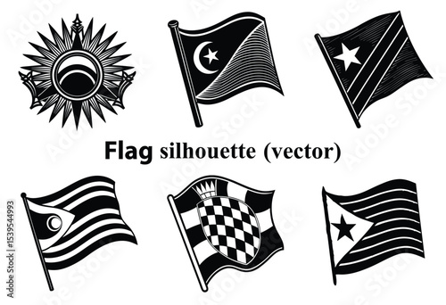 Cameroon, Canada, Central African Republic, Chad, Chile, China  country flag silhouette bundle 
