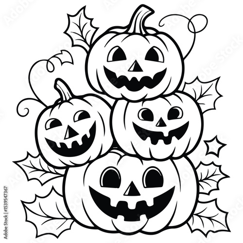 lantern from pumpkins with grin isolated vector illustration