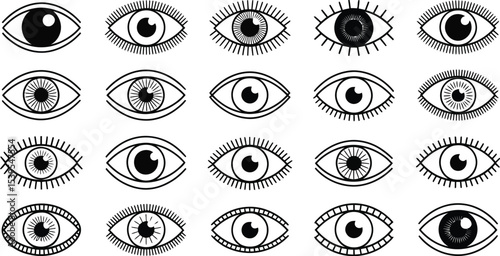 Collection of various eye designs with different styles and details