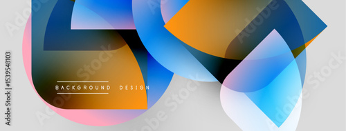 Abstract geometric shapes overlap. Vibrant colors blend, creating modern background design. Light gradients enhance visual appeal.