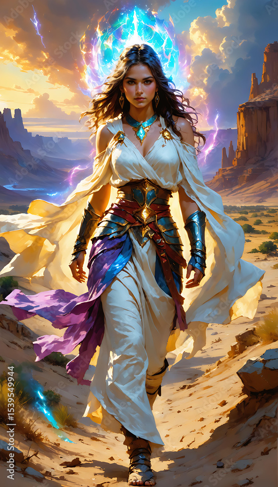 Fototapeta premium Woman in white dress