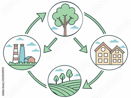 Clean Vector Illustration of Textile Recycling Loop  